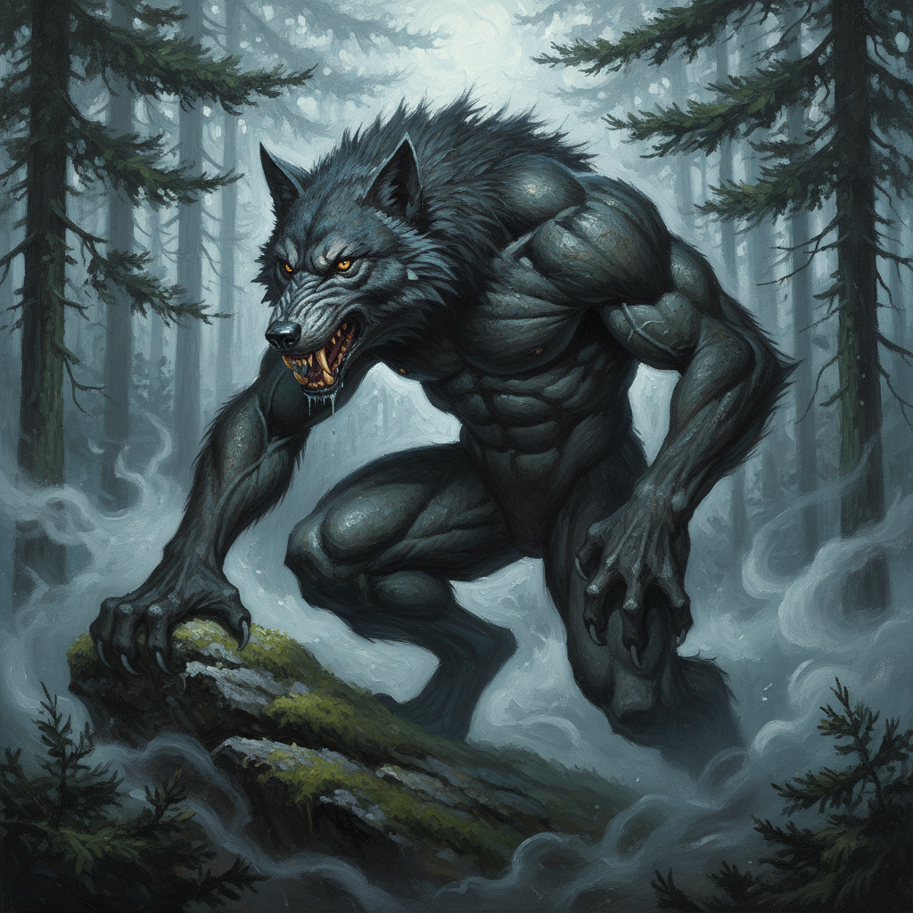 Werewolf, Hybrid Form, original D&D 5e monster artwork by ZapGM