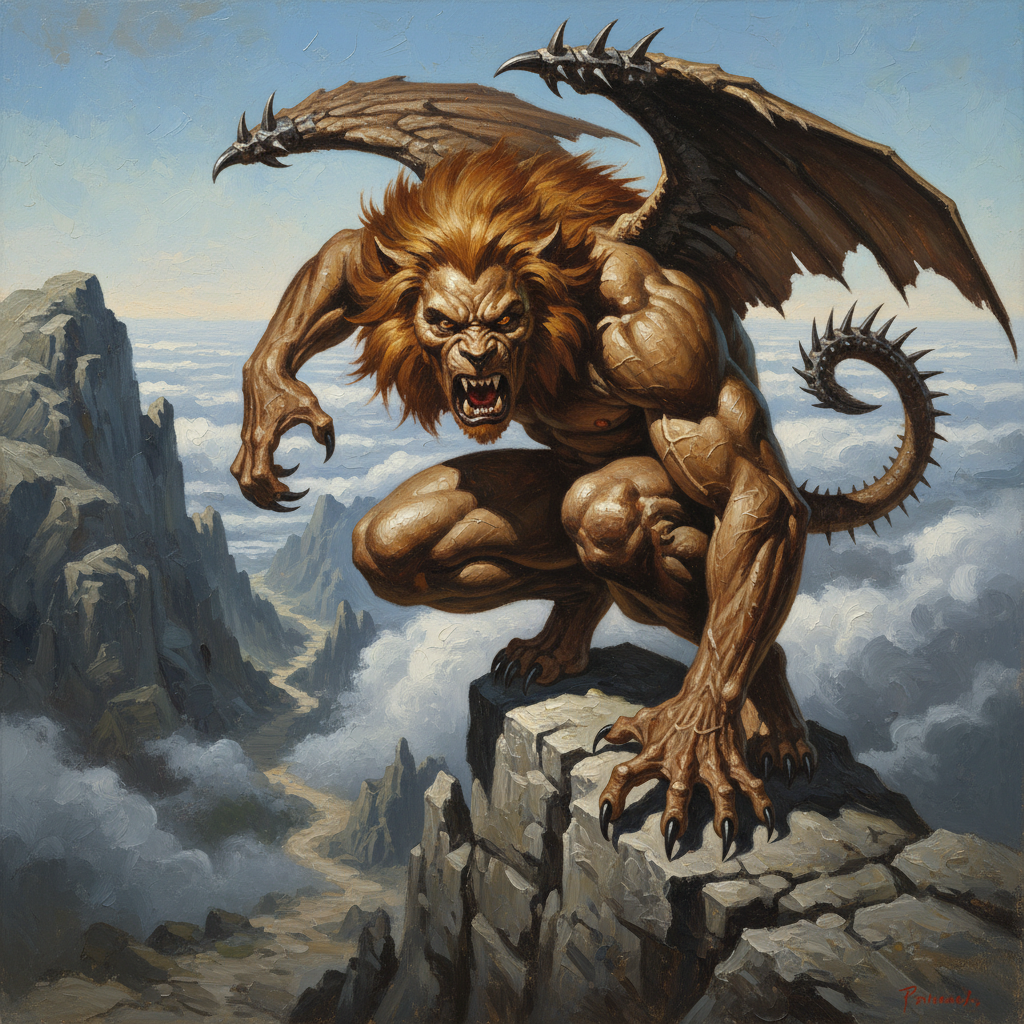 Manticore Paaridar, original Pathfinder 2e monster artwork by ZapGM