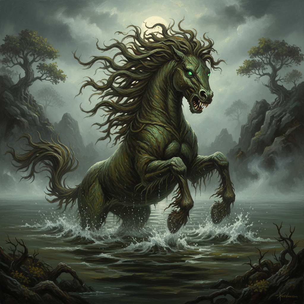 Kelpie, original Pathfinder 2e monster artwork by ZapGM