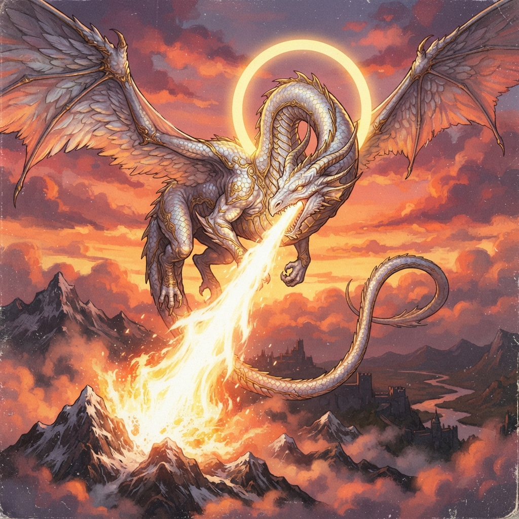 Empyreal Dragon (Adult), original Pathfinder 2e monster artwork by ZapGM