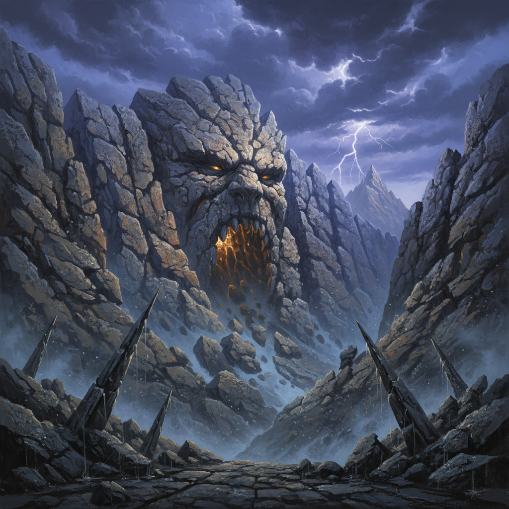 Elemental Avalanche, original Pathfinder 2e monster artwork by ZapGM