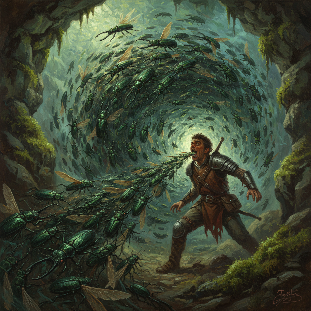 Sportlebore Swarm, original Pathfinder 2e monster artwork by ZapGM