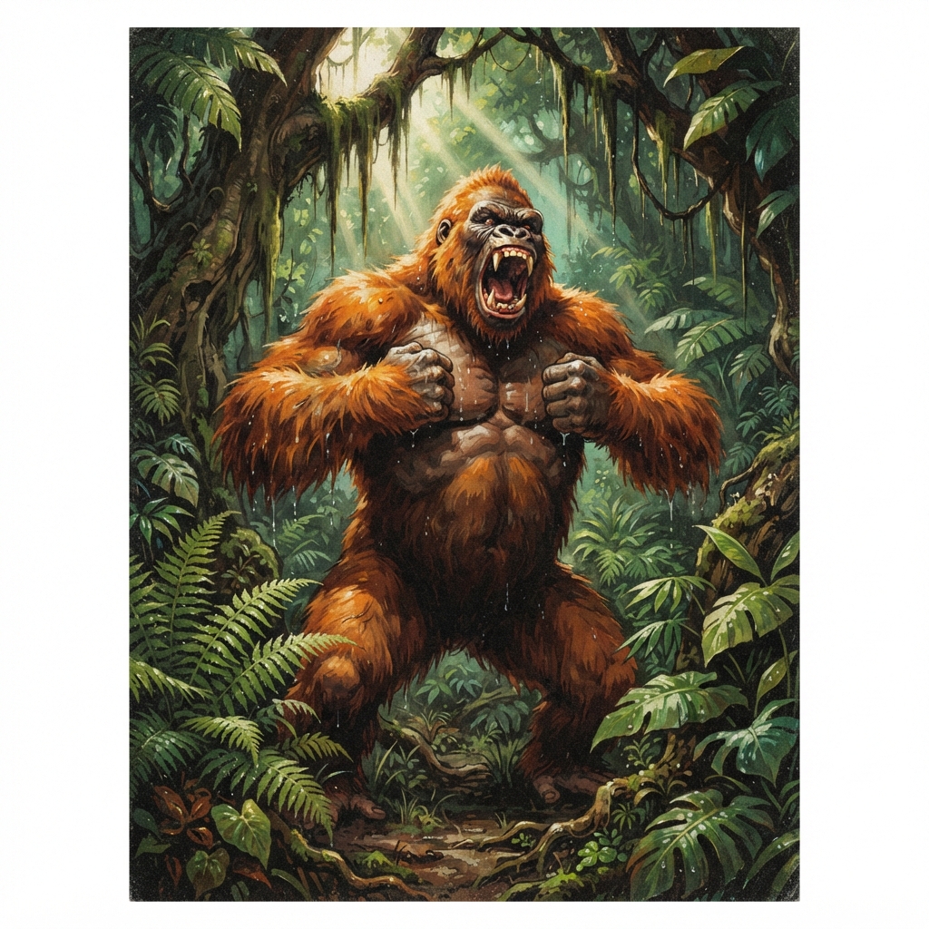 Gigantopithecus, original Pathfinder 2e monster artwork by ZapGM