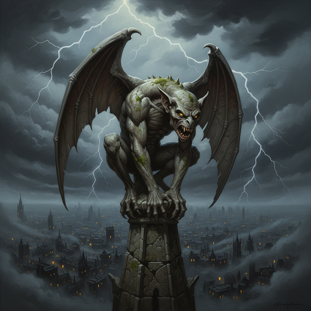 Gargoyle, original Pathfinder 2e monster artwork by ZapGM