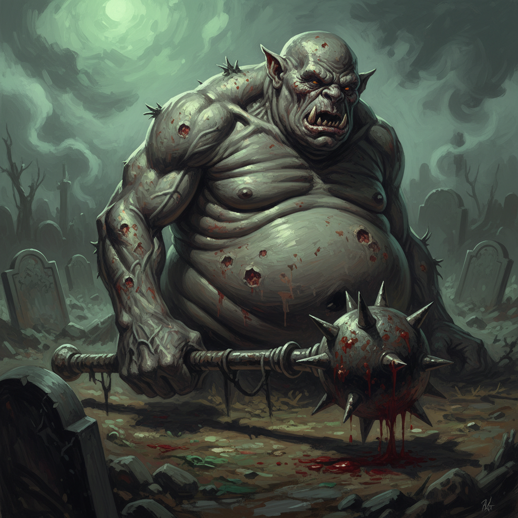 Ogre Zombie, original D&D 5e monster artwork by ZapGM