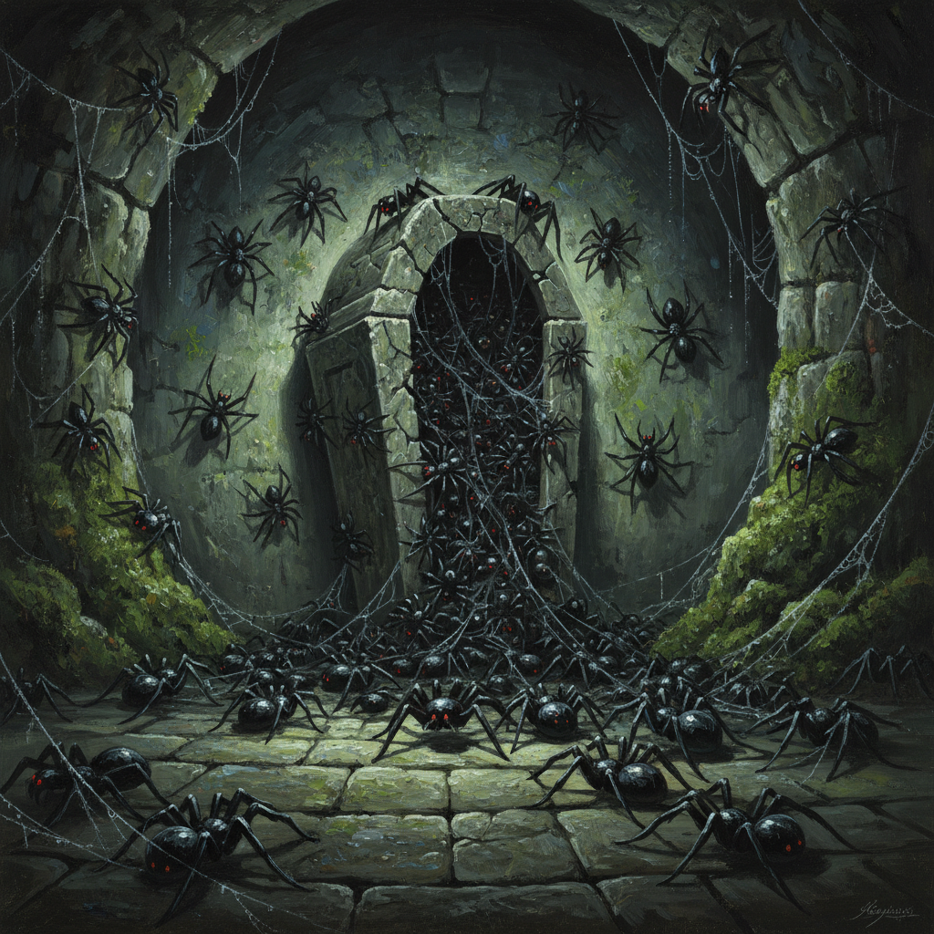 Spider Swarm, original Pathfinder 2e monster artwork by ZapGM