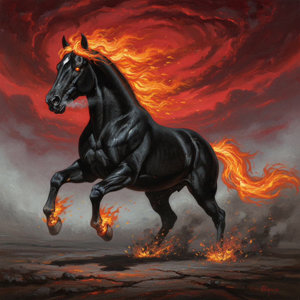 Nightmare, original D&D 5e monster artwork by ZapGM