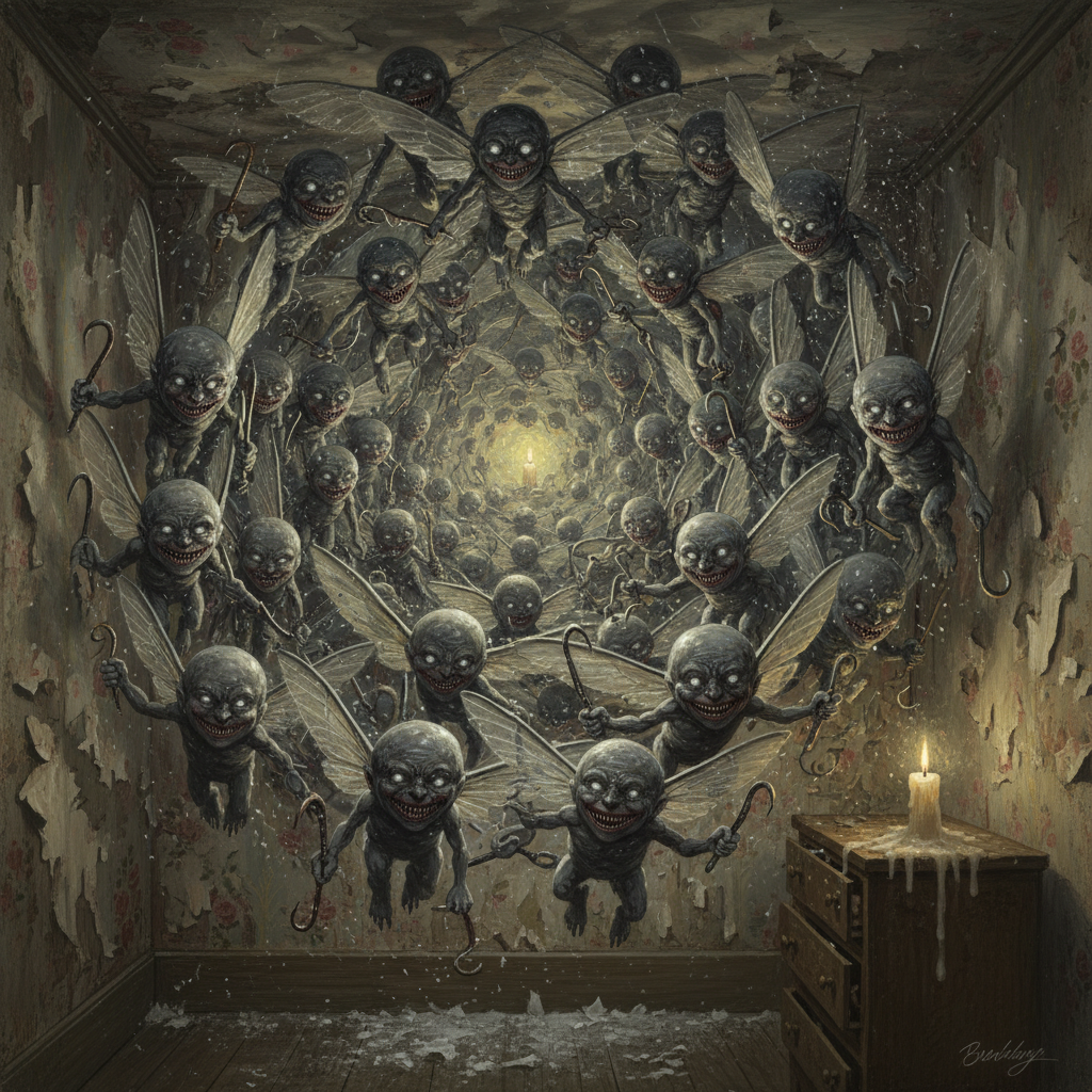 Tooth Fairy Swarm, original Pathfinder 2e monster artwork by ZapGM
