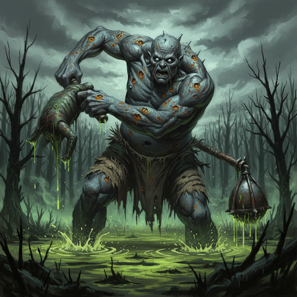 Plague Giant, original Pathfinder 2e monster artwork by ZapGM