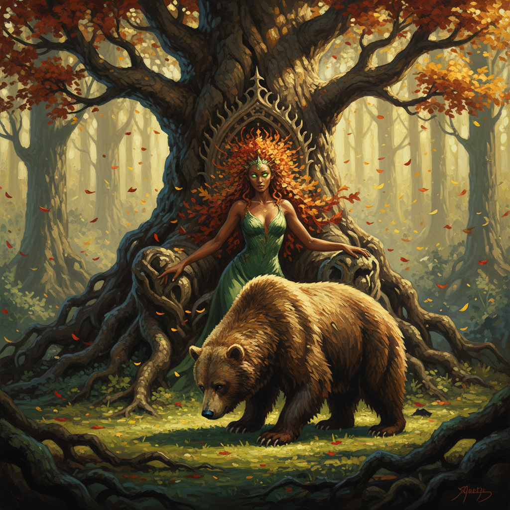 Dryad Queen, original Pathfinder 2e monster artwork by ZapGM