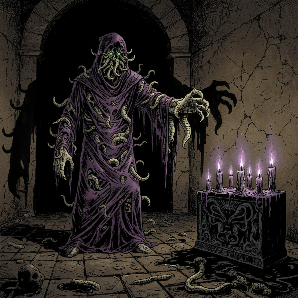 Worm That Walks Cultist, original Pathfinder 2e monster artwork by ZapGM