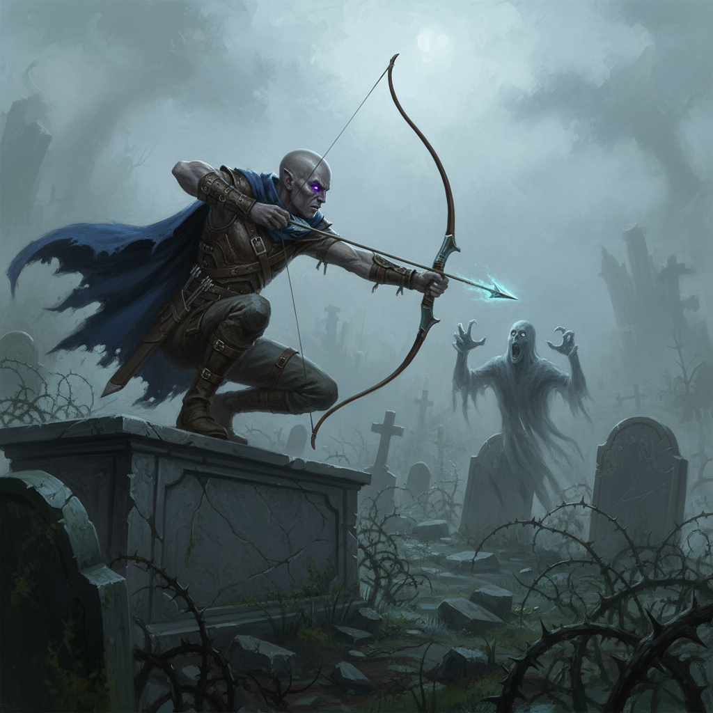 Duskwalker Ghost Hunter, original Pathfinder 2e monster artwork by ZapGM