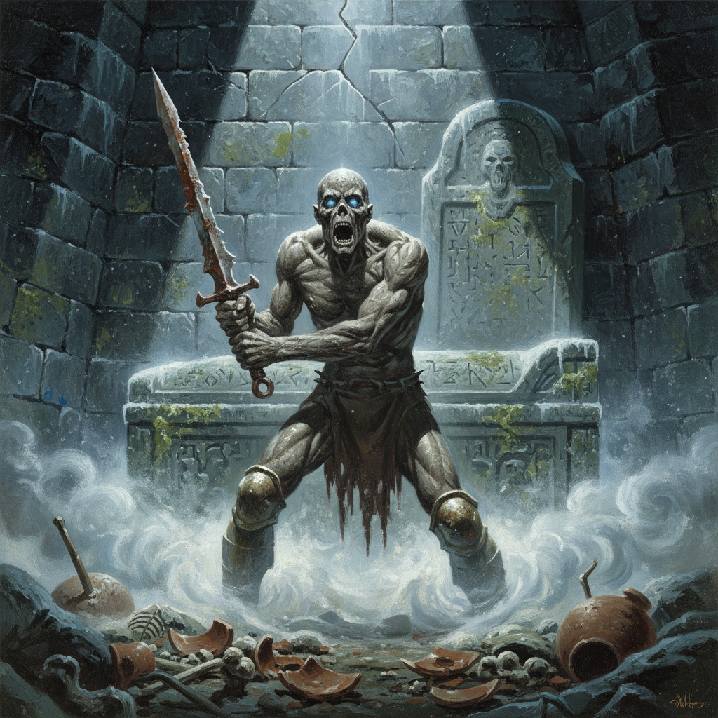 Cairn Wight, original Pathfinder 2e monster artwork by ZapGM