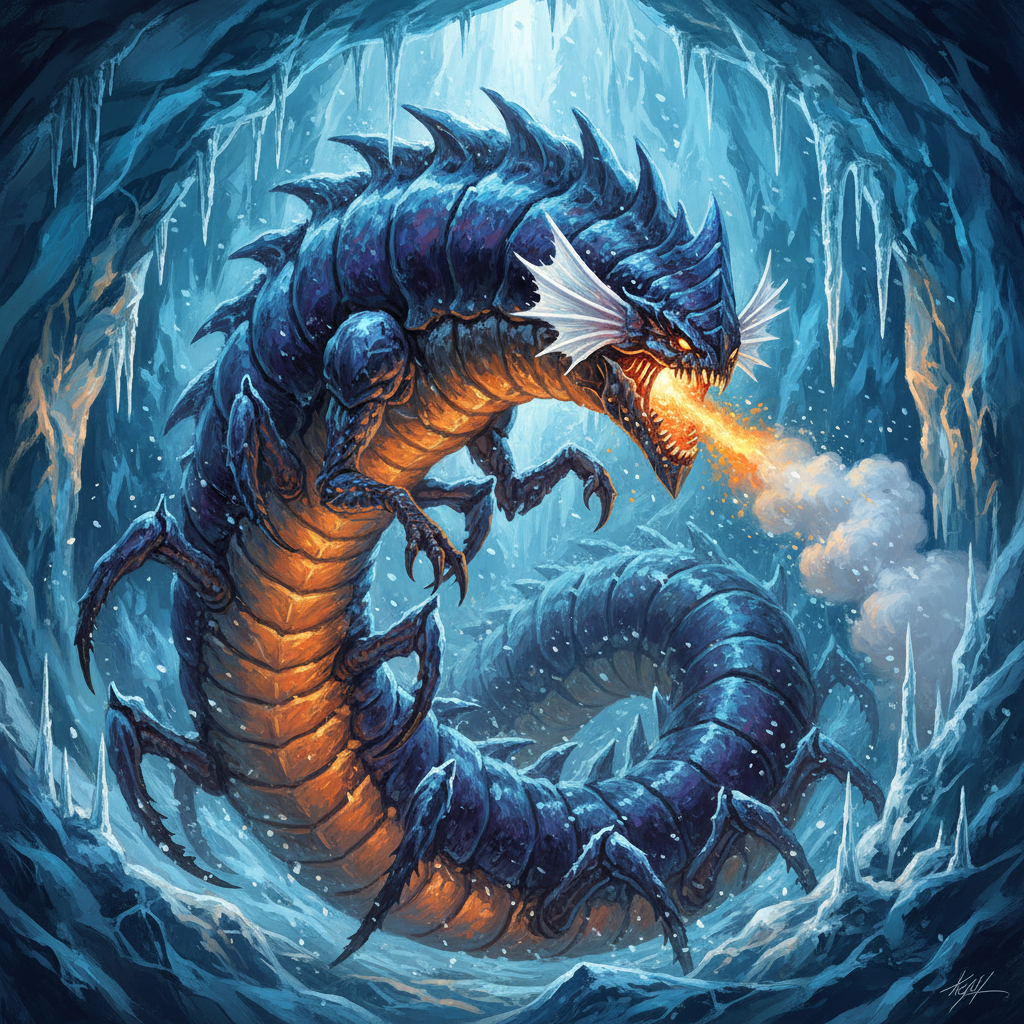 Remorhaz, original Pathfinder 2e monster artwork by ZapGM