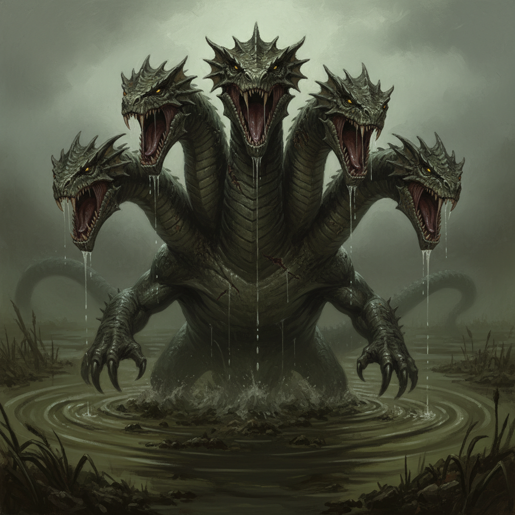Hydra, original Pathfinder 2e monster artwork by ZapGM