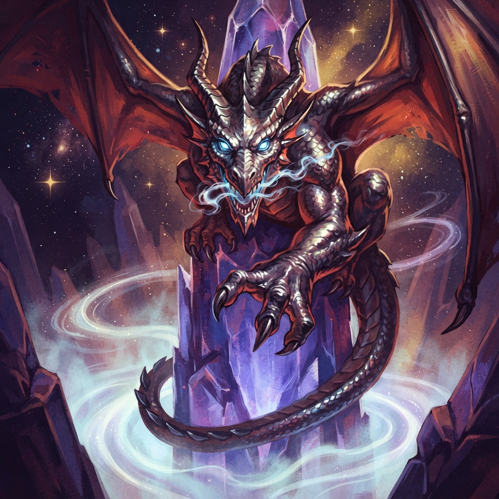 Requiem Dragon (Young), original Pathfinder 2e monster artwork by ZapGM