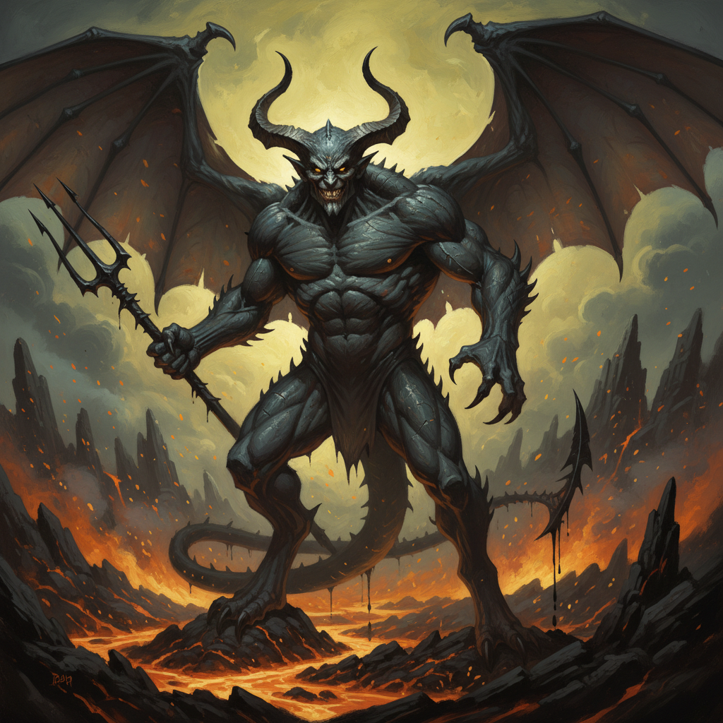 Horned Devil, original D&D 5e monster artwork by ZapGM