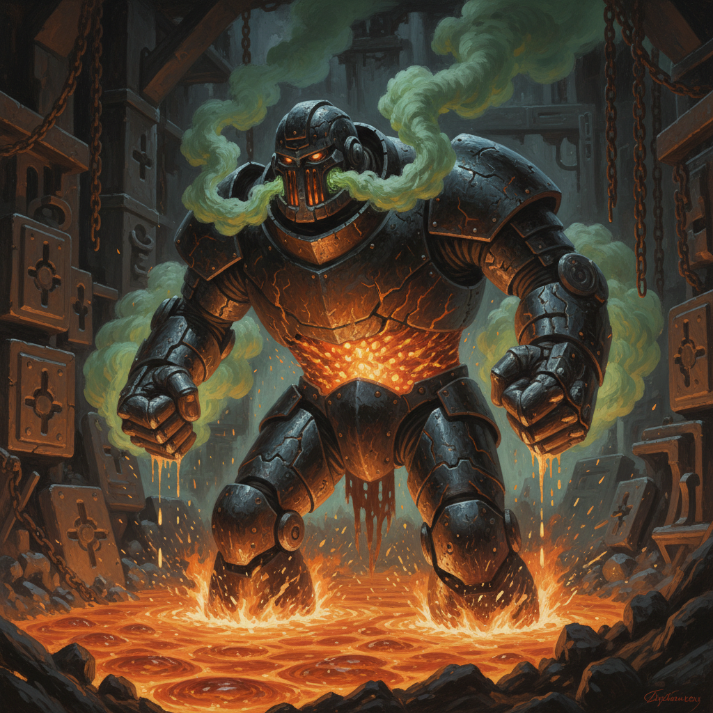 Iron Golem, original Pathfinder 2e monster artwork by ZapGM