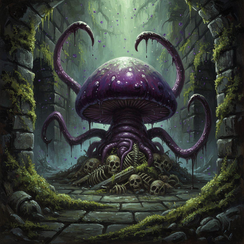 Violet Fungus, original Pathfinder 2e monster artwork by ZapGM