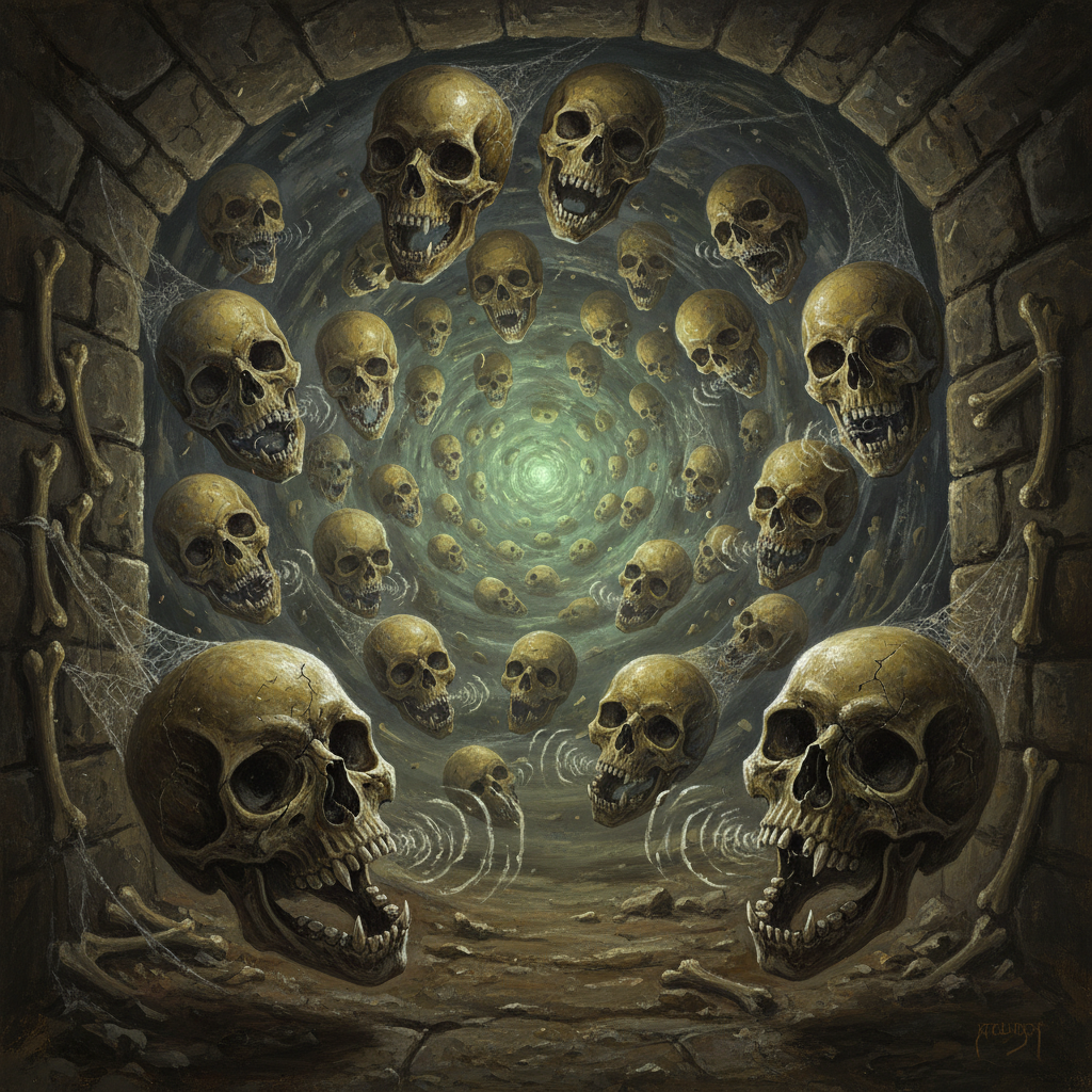 Clacking Skull Swarm, original Pathfinder 2e monster artwork by ZapGM