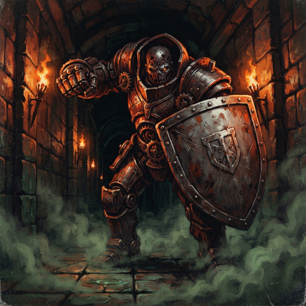 Iron Warden, original Pathfinder 2e monster artwork by ZapGM