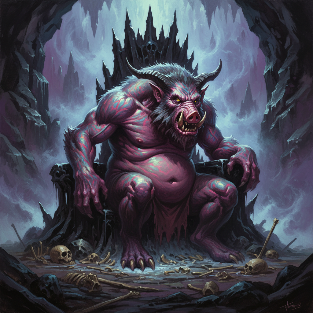 Nalfeshnee, original D&D 5e monster artwork by ZapGM