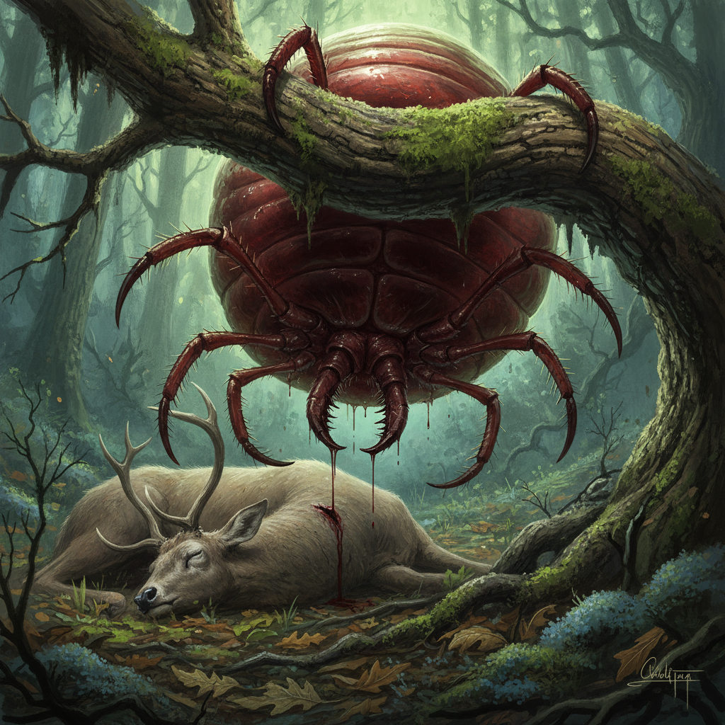 Giant Tick, original Pathfinder 2e monster artwork by ZapGM