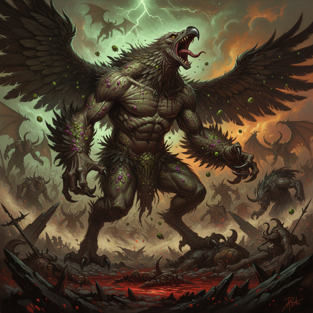 Vrock, original D&D 5e monster artwork by ZapGM