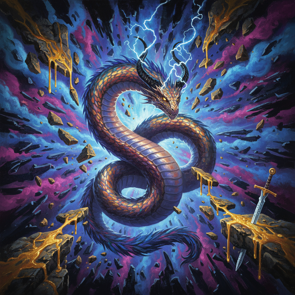 Voidworm, original Pathfinder 2e monster artwork by ZapGM