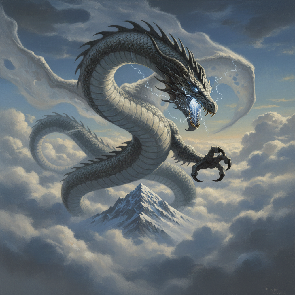 Adult Cloud Dragon, original Pathfinder 2e monster artwork by ZapGM