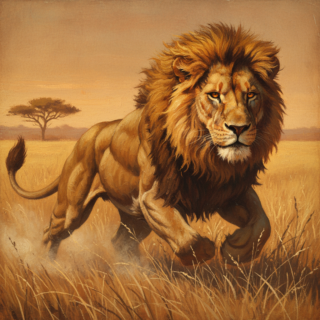 Lion, original D&D 5e monster artwork by ZapGM