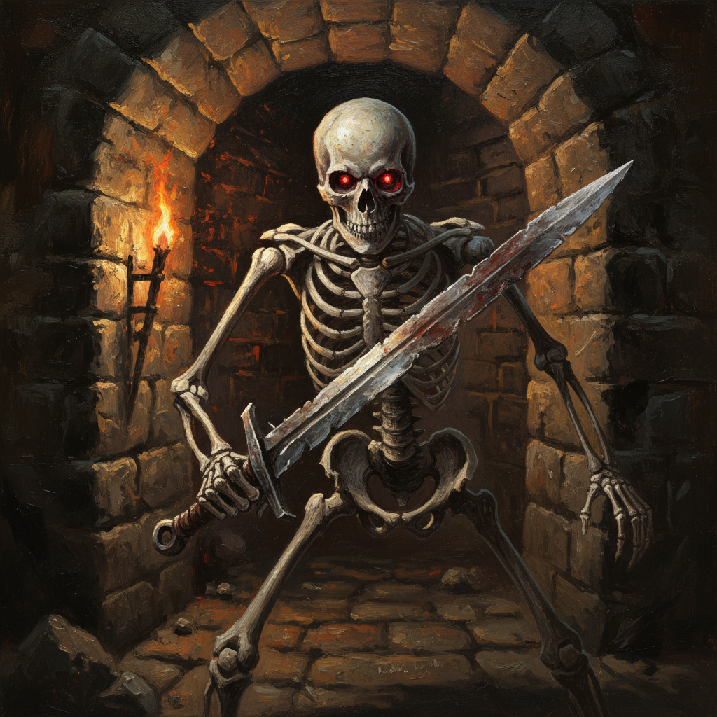 Skeleton, original D&D 5e monster artwork by ZapGM