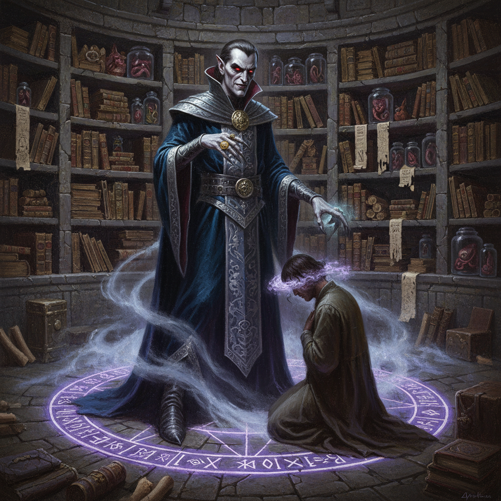 Vampire Mastermind, original Pathfinder 2e monster artwork by ZapGM