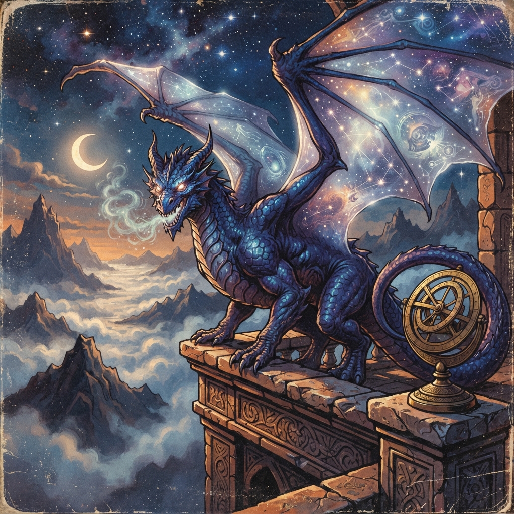 Omen Dragon (Young, Spellcaster), original Pathfinder 2e monster artwork by ZapGM