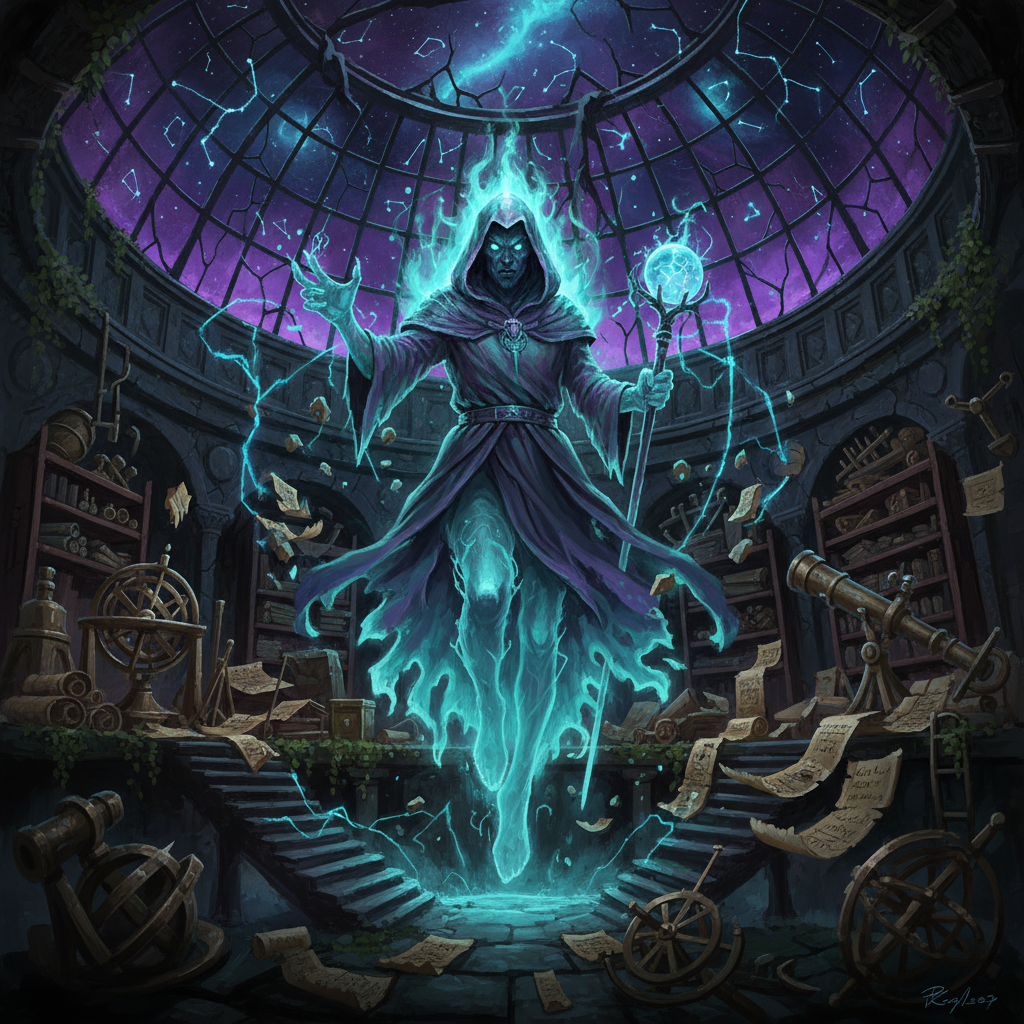 Ghost Mage, original Pathfinder 2e monster artwork by ZapGM