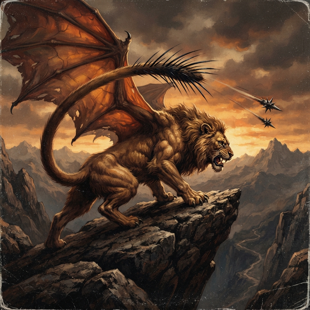 Manticore (Quill Tail), original Pathfinder 2e monster artwork by ZapGM