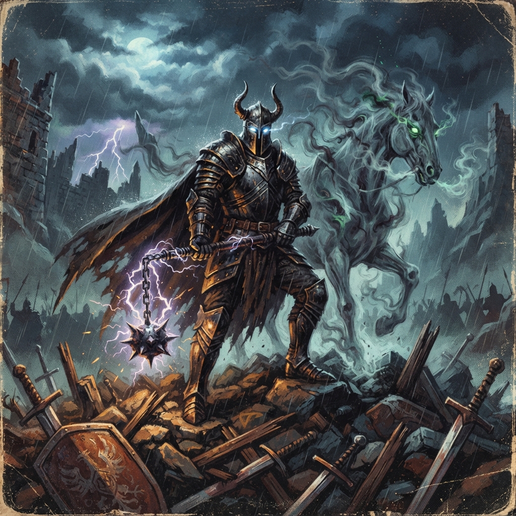Graveknight Warmaster, original Pathfinder 2e monster artwork by ZapGM