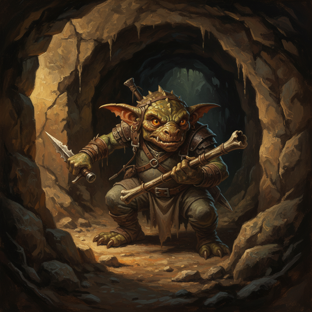 Kobold Scout, original Pathfinder 2e monster artwork by ZapGM