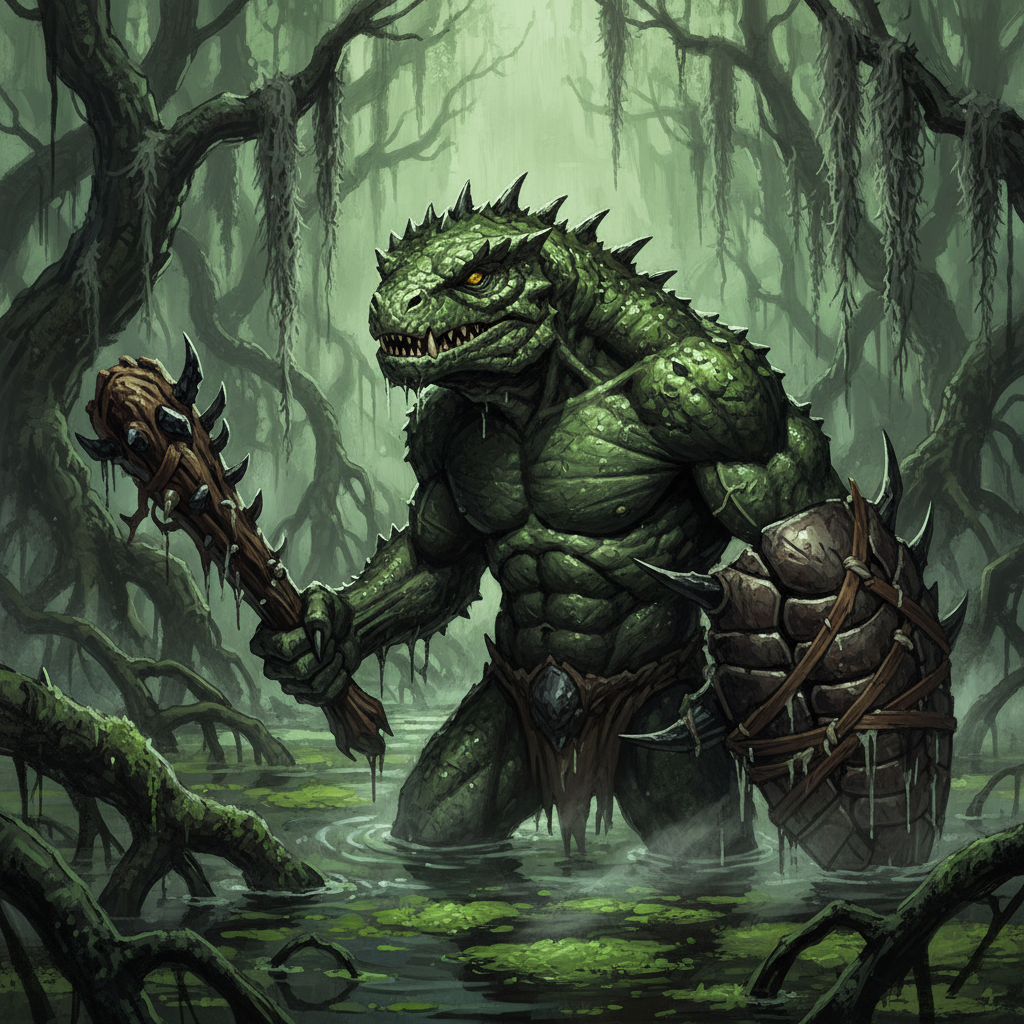 Lizardfolk, original D&D 5e monster artwork by ZapGM
