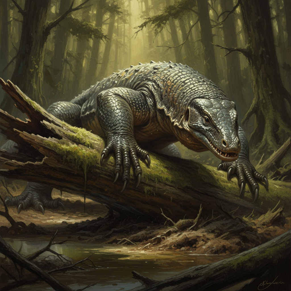 Megalania, original Pathfinder 2e monster artwork by ZapGM