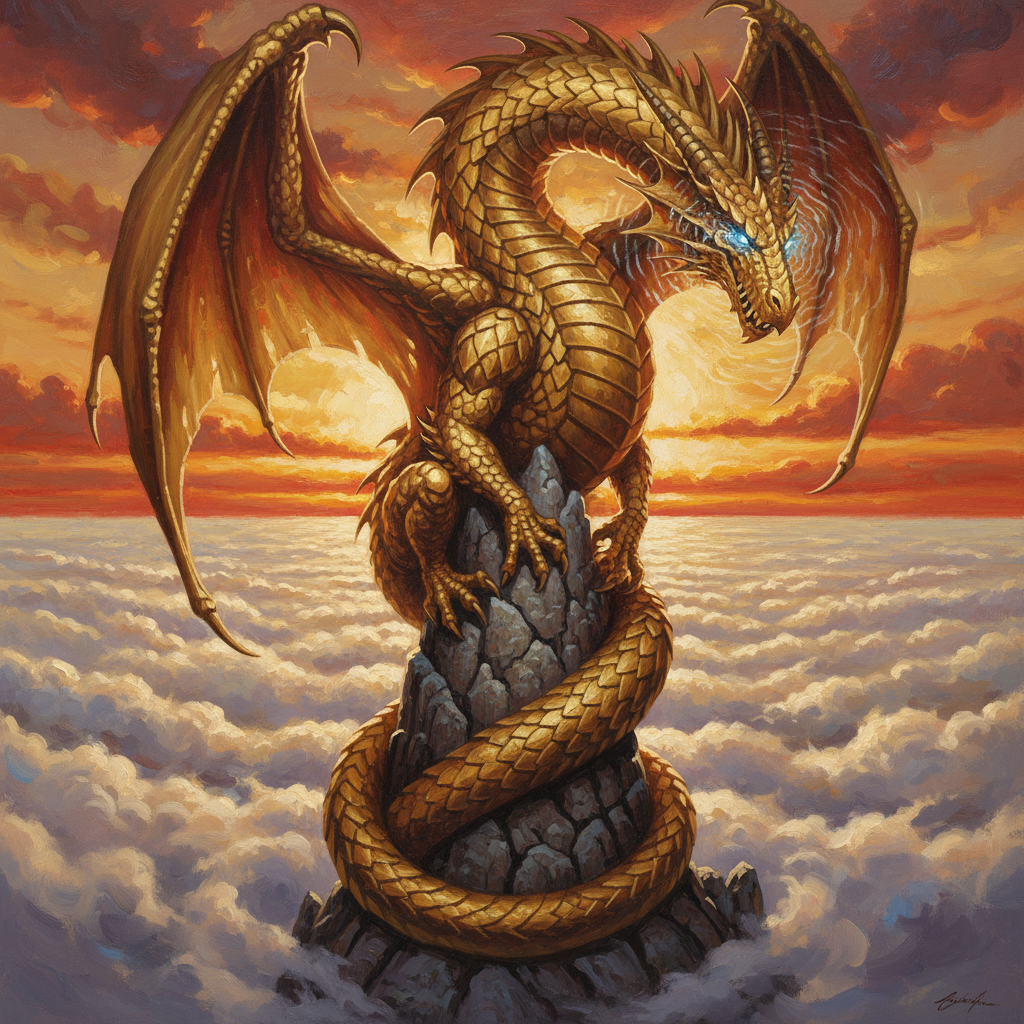 Adult Sovereign Dragon, original Pathfinder 2e monster artwork by ZapGM