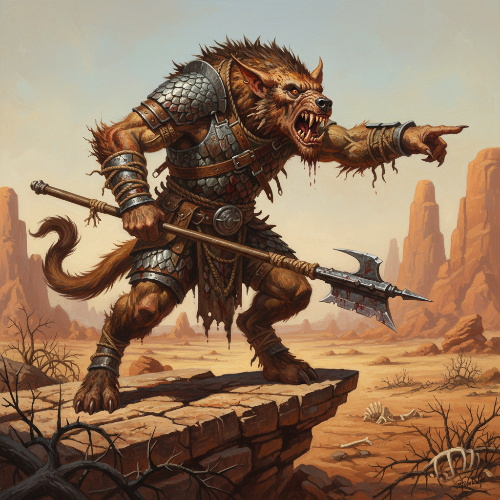 Gnoll Sergeant, original Pathfinder 2e monster artwork by ZapGM