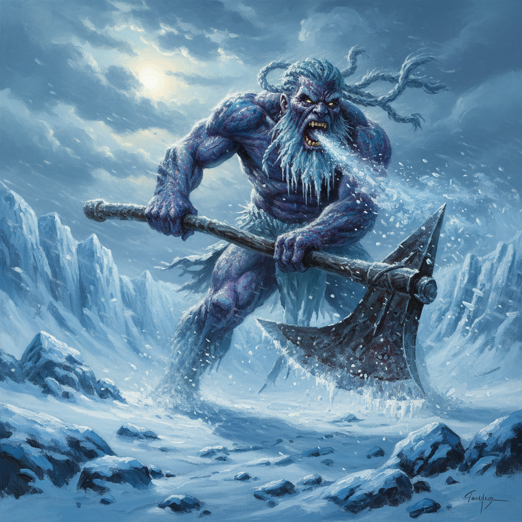 Frost Giant, original Pathfinder 2e monster artwork by ZapGM