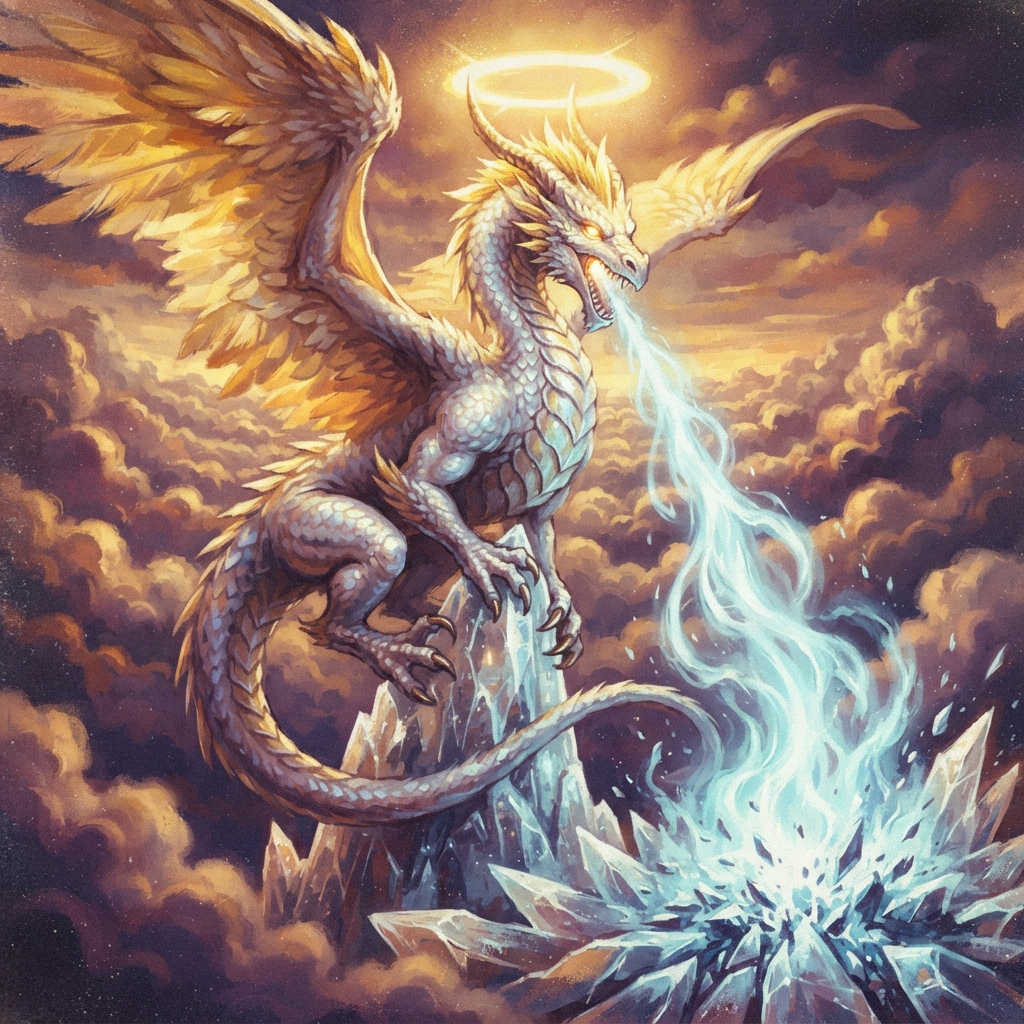 Empyreal Dragon (Young, Spellcaster), original Pathfinder 2e monster artwork by ZapGM