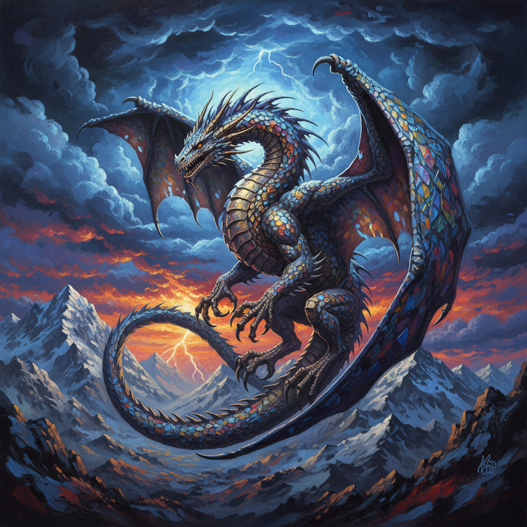 Adult Sky Dragon, original Pathfinder 2e monster artwork by ZapGM