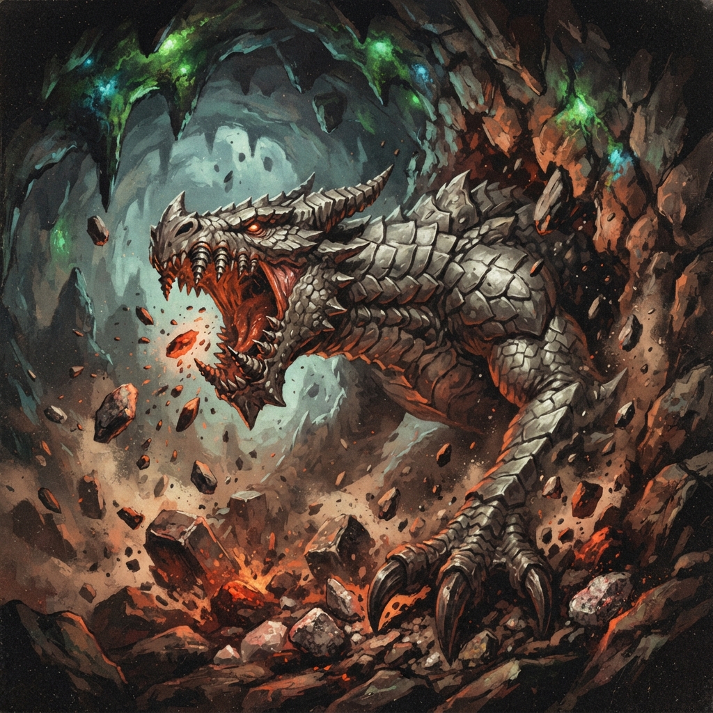 Adamantine Dragon (Ancient), original Pathfinder 2e monster artwork by ZapGM
