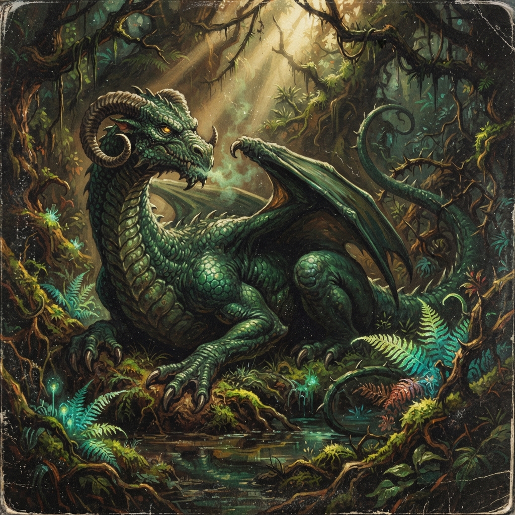 Horned Dragon (Young), original Pathfinder 2e monster artwork by ZapGM