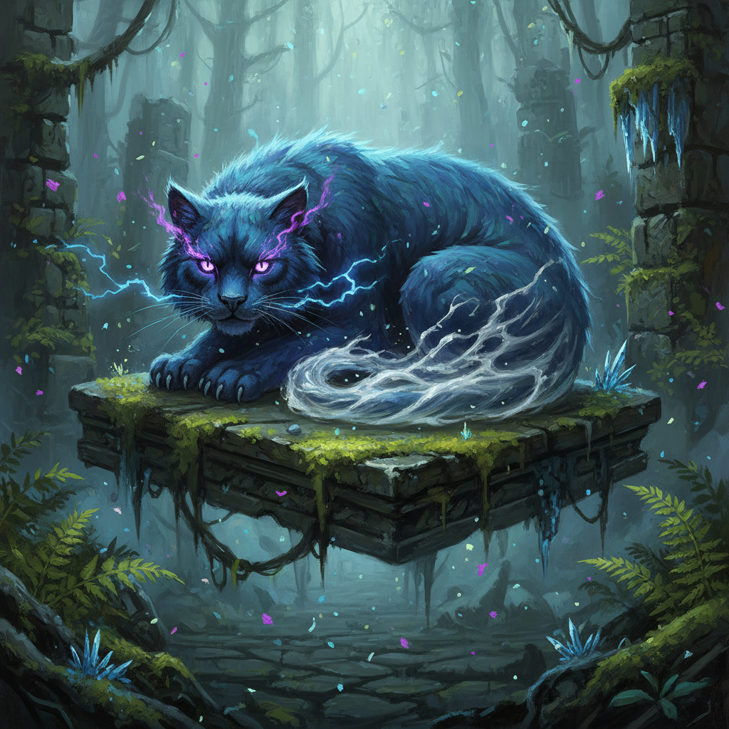 Dweomercat, original Pathfinder 2e monster artwork by ZapGM