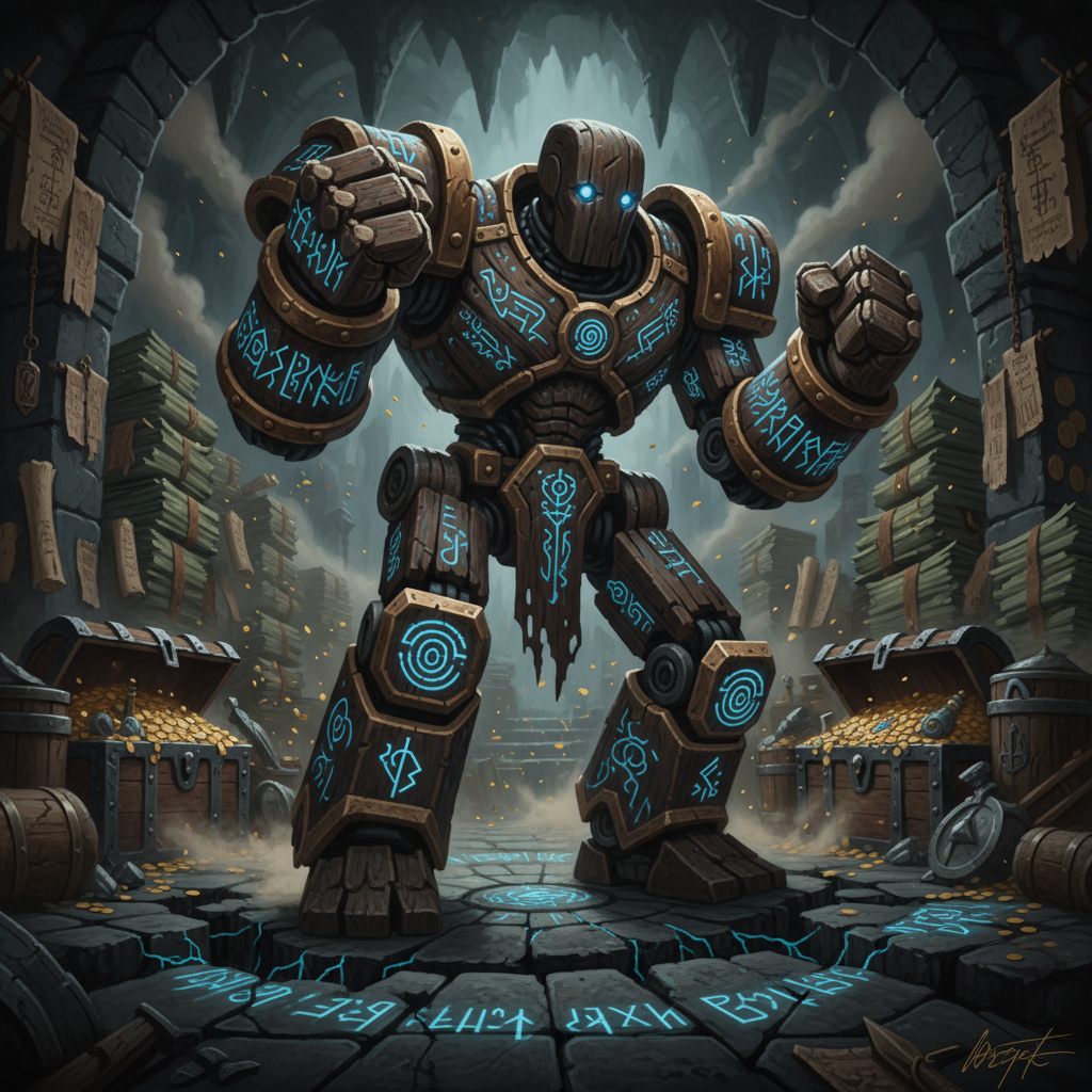 Shield Guardian, original D&D 5e monster artwork by ZapGM
