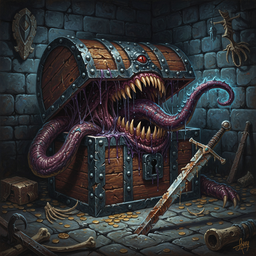 Mimic, original Pathfinder 2e monster artwork by ZapGM